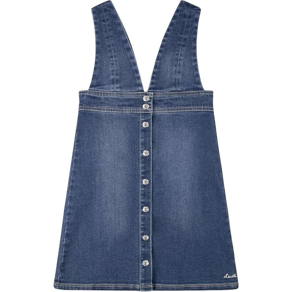 Levi's Skirtall Girls 12 Blue Denim Button Front Sleeveless V-Neck Casual School